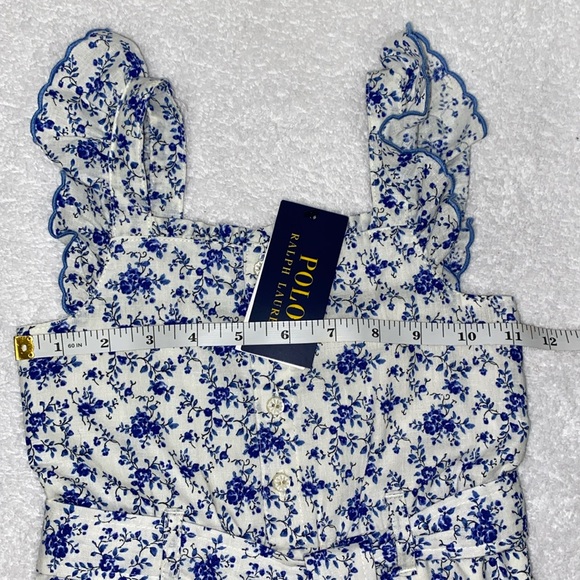 NWT polo Ralph Lauren floral linen cotton wide leg sleeveless jumpsuit 4/4t - Picture 2 of 9